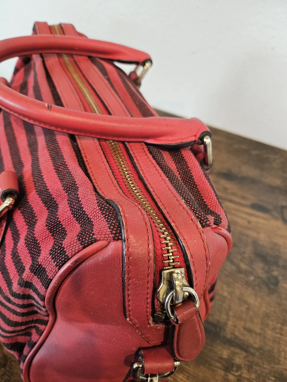 Burberry Canvas Stripe Mini Boston Bag